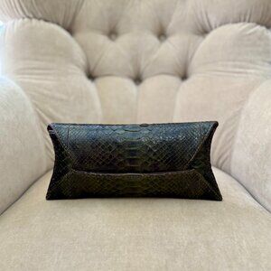 VTG Auth GLEN ARTHUR Genuine Python Snake Luxurious Green Art Deco Clutch Bag